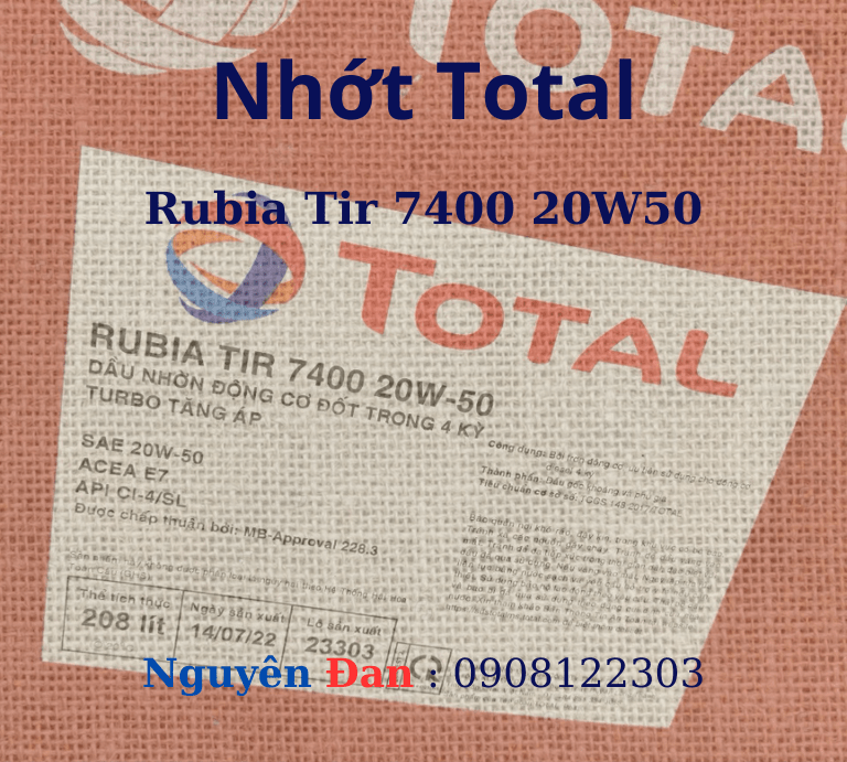 Nhớt total rubia tir 7400 20w50 với công nghê Pro efficient giảm mài mòn, cho hiệu suất tối đa.